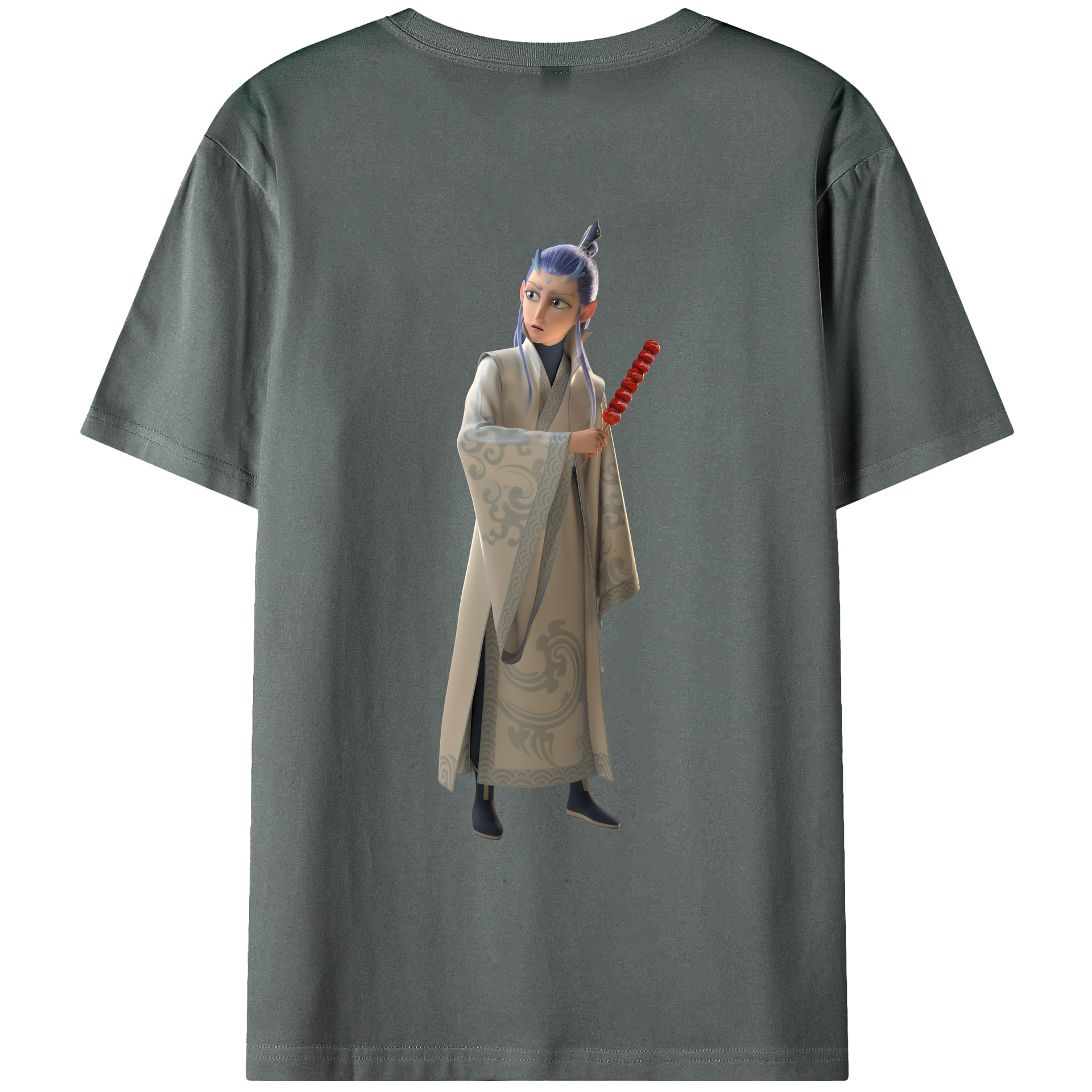 （画像用） Ne Zha 2 ナタ 魔童の大暴れ 綿100％ メンズ半袖Tシャツ（バックプリント） 通気性